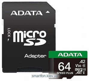ADATA SPEED PLUS microSDXC 64GB UD64GUI3V30A2SP-RA1 ( )