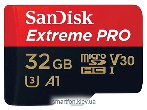 SanDisk Extreme Pro microSDHC Class 10 UHS Class 3 V30 A1 100MB/s 32GB + SD adapter