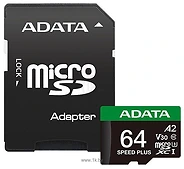 ADATA SPEED PLUS microSDXC 64GB UD64GUI3V30A2SP-RA1 ( )