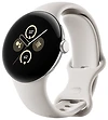 Смарт-часы Google Pixel Watch 2 LTE (глянцевый серебристый/фарфор, спортивный силиконовый ремешок)